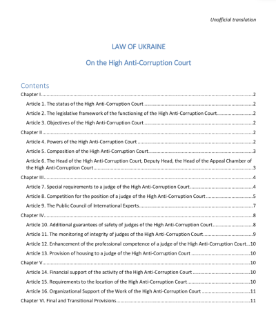 Law of Ukraine on the High Anti-Corruption Court