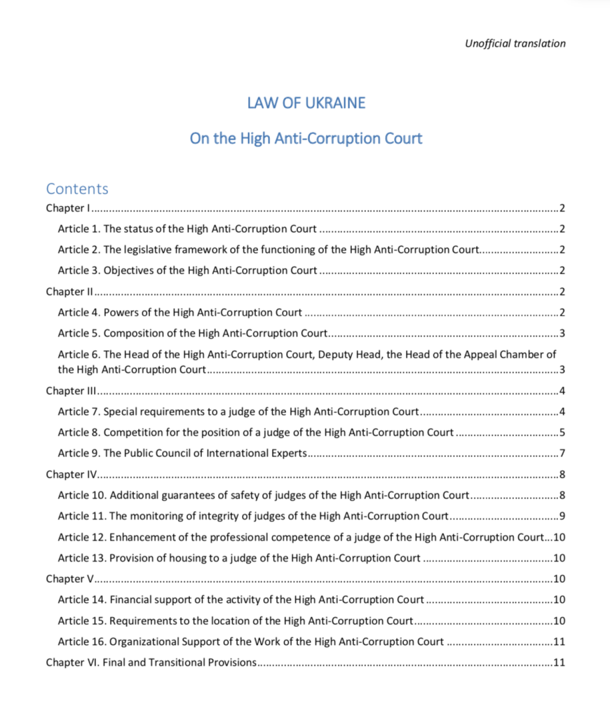 Independent Anti-corruption Courts in Ukraine: the missing link in anti-corruption chain - 7F782